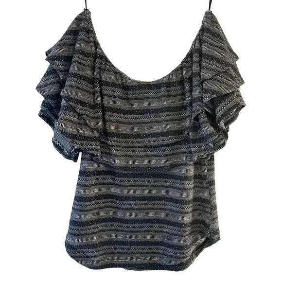 Free People Heirloom Striped Ruffle Top Off the Shoulder - Picture 9 of 9